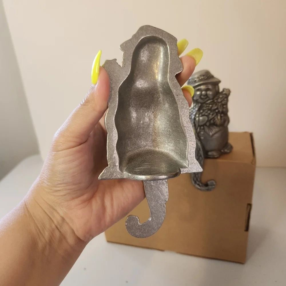 Carson Pewter Snowman Christmas Stocking Hanger Silver Tone Vintage Decor Frosty - Picture 3 of 5